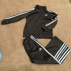 Adidas Chocolate Brown Retro Tracksuit with White Stripes Size 4T